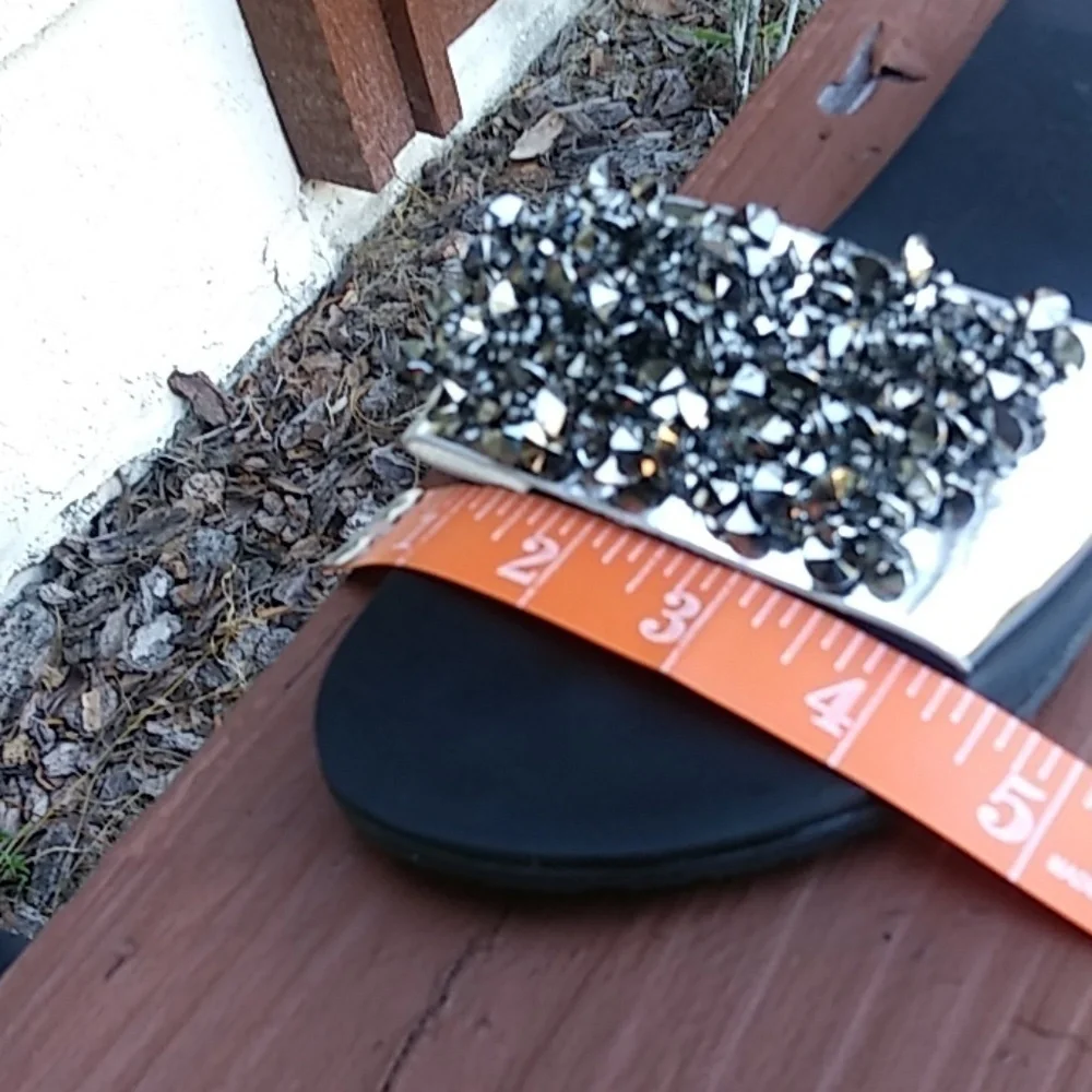 Black Sequin Slides Sandals Size 10 Y2K - Picture 9 of 14